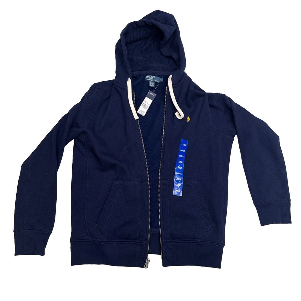 Polo Ralph Lauren Men's Navy Blue Full Zip Up Hoodie Sweatshirt Size: Large NWT!